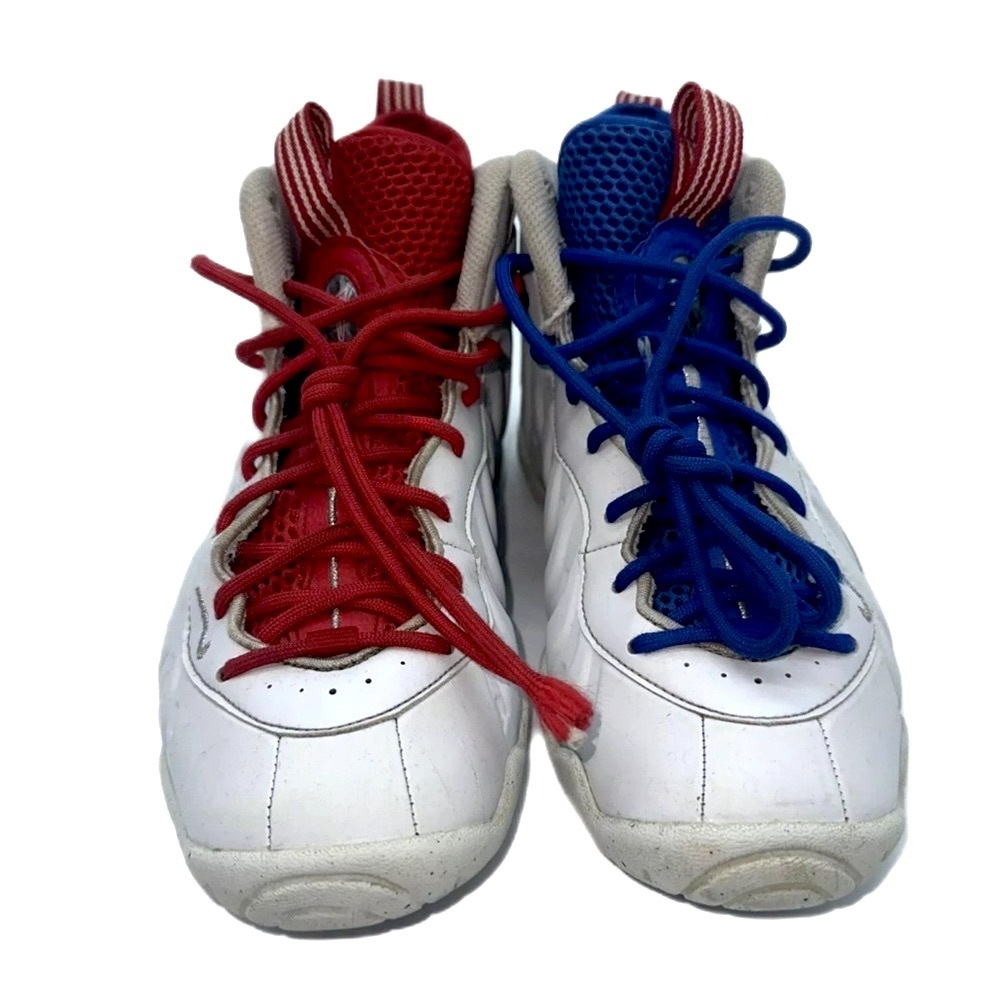 red white & blue Nike little posite 1 USA moon | 90s foamposite hoops | July 4th - Picture 4 of 10